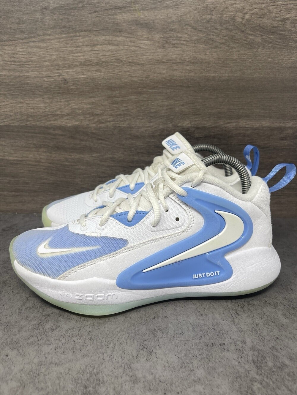 Nike Zoom Hyperset 2 Womens Size 6 White Blue Volleyball FQ7070-100 Court Shoes